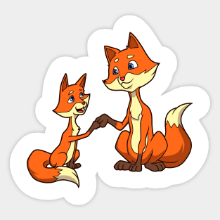 Father and son make fistbump - fox Sticker